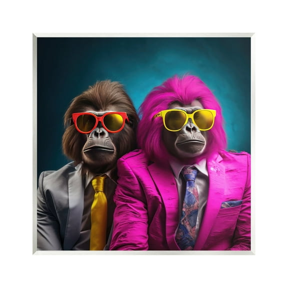 Stupell Industries Gorillas in Suits Animals & Insects Painting Unframed Art Print Wall Art, 12 x 12