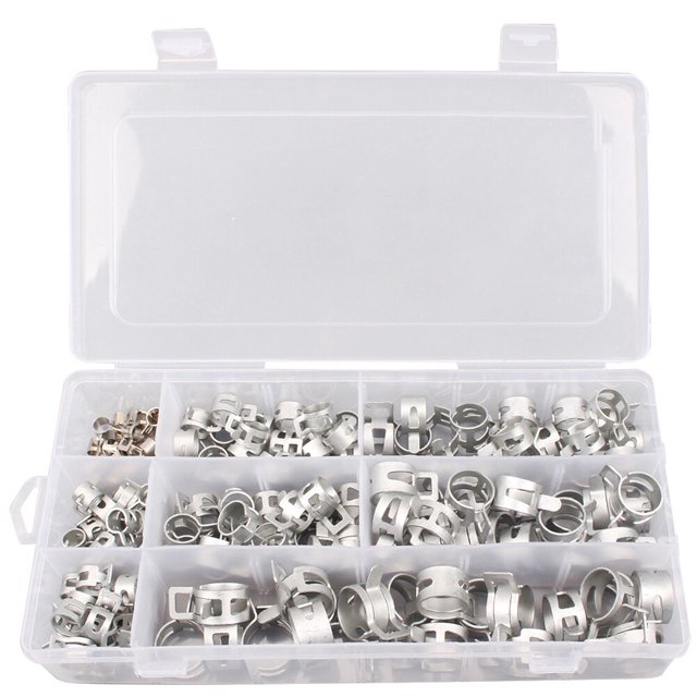 160 Pcs Collier de Serrage en Métal Anneaux Élastiques Clips à Ressort pour Tuyau d'Eau Attaches Boucle à Ressort (Argent)