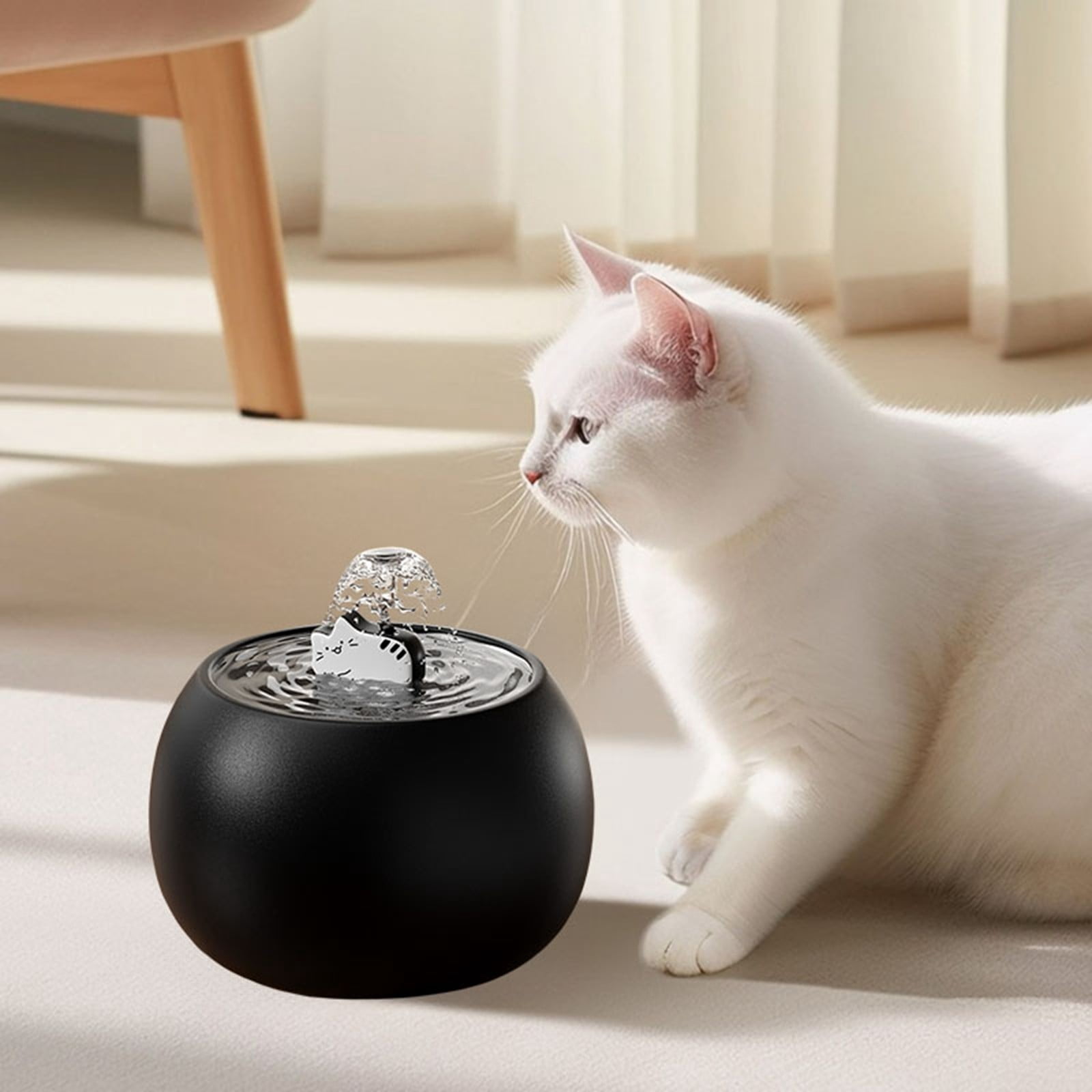 Automatic Pet Water Fountain - 1L/34oz Motion-Activated Drinking Fountain for Cats & Small Dogs - Multi-Layer Filter System - Indoor/Outdoor Water Dispenser Bowl