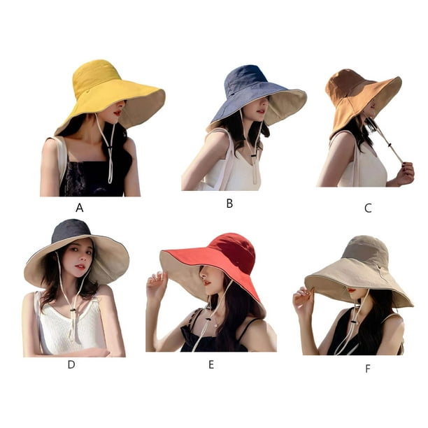 Ustyle Traveling Hiking Camping Women Fisherman Hat Adjustable Wide Brim Cap  Fashion Simple Design Bucket Hats Headwear Blue 