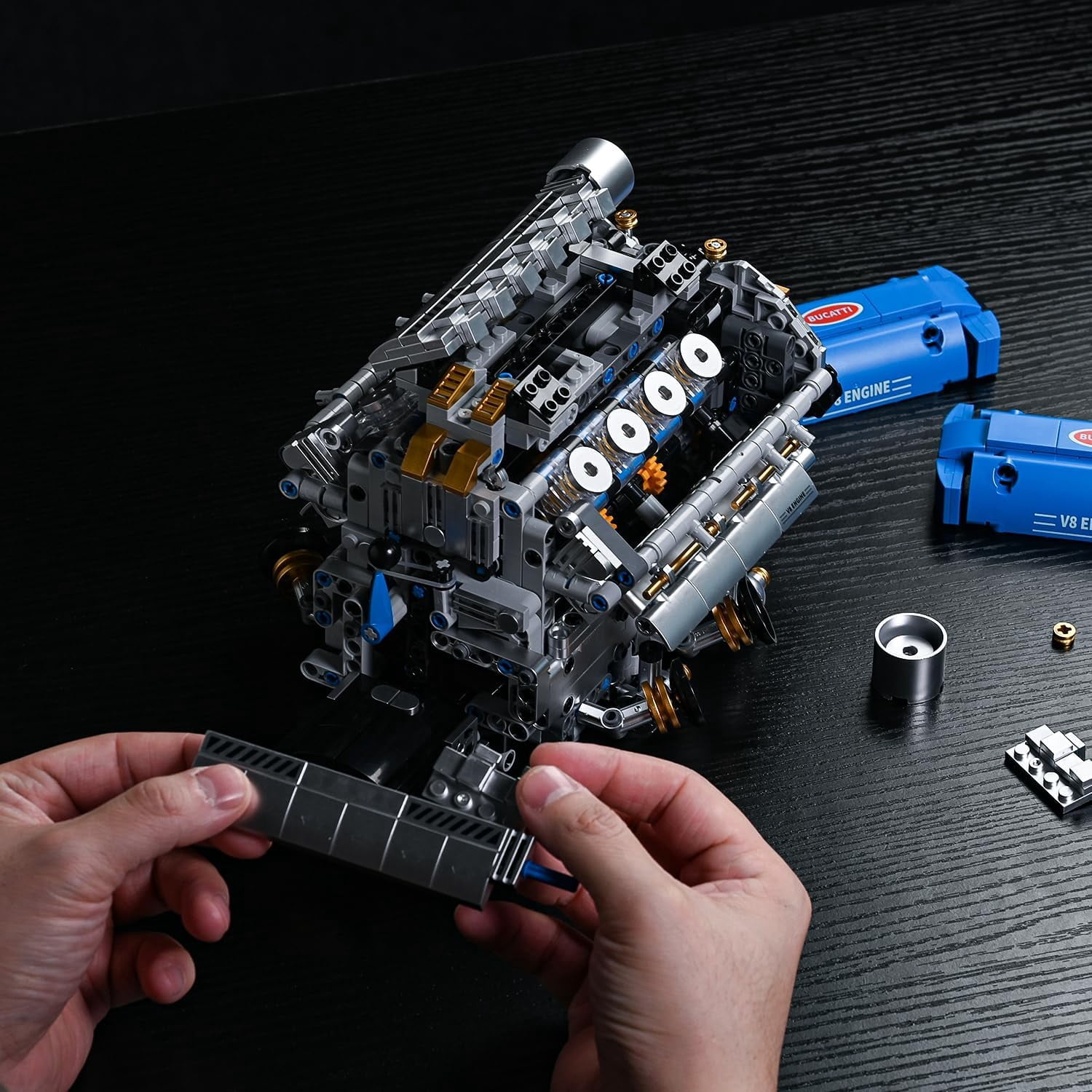 V8 Engine Model Kit That Runs, Motorized Engine Building Set for Adults, Working Visible Engine with Chain & Cylinder Linkage, STEM Mechanical Building Toy