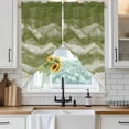 thumbnail image 2 of Sage Green Ombre Kitchen Window Curtains, Swag Curtains Valance for Bedroom Living Room Bathroom, Modern Moire Abstract Art Luxury Rod Pocket Window Treatment Curtain Block Drapes 2 Panels 36"x36", 2 of 5
