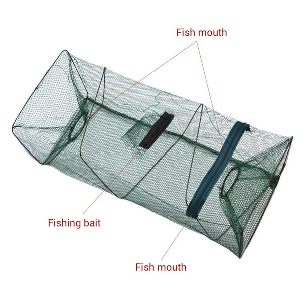 Foldable Nylon Mesh Fish Fishing Net with Zipper foldable design