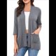 thumbnail image 1 of Cárdigan Informal para Mujer con Bolsillos, Mangas 3/4 y Abertura Frontal. Flor Gris XXL, 1 of 10