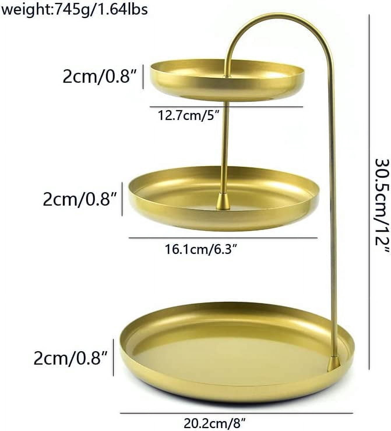 3-Tier Round Gold Jewelry Tray Organizer with Curved Lip, 12 Inch Decorative Vanity Tray Platter Necklace Holder, Multi et-029443-FBM-pt 0