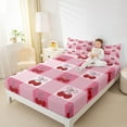 thumbnail image 5 of Homewish Girly Pink Cherry Twin Sheet Sets for Girl, Cartoon Fruit Cherry Twin Fitted Sheet, Ribbon Bowknot Flat Sheet, Microfiber Bedroom Decor, 3pcs, 5 of 8
