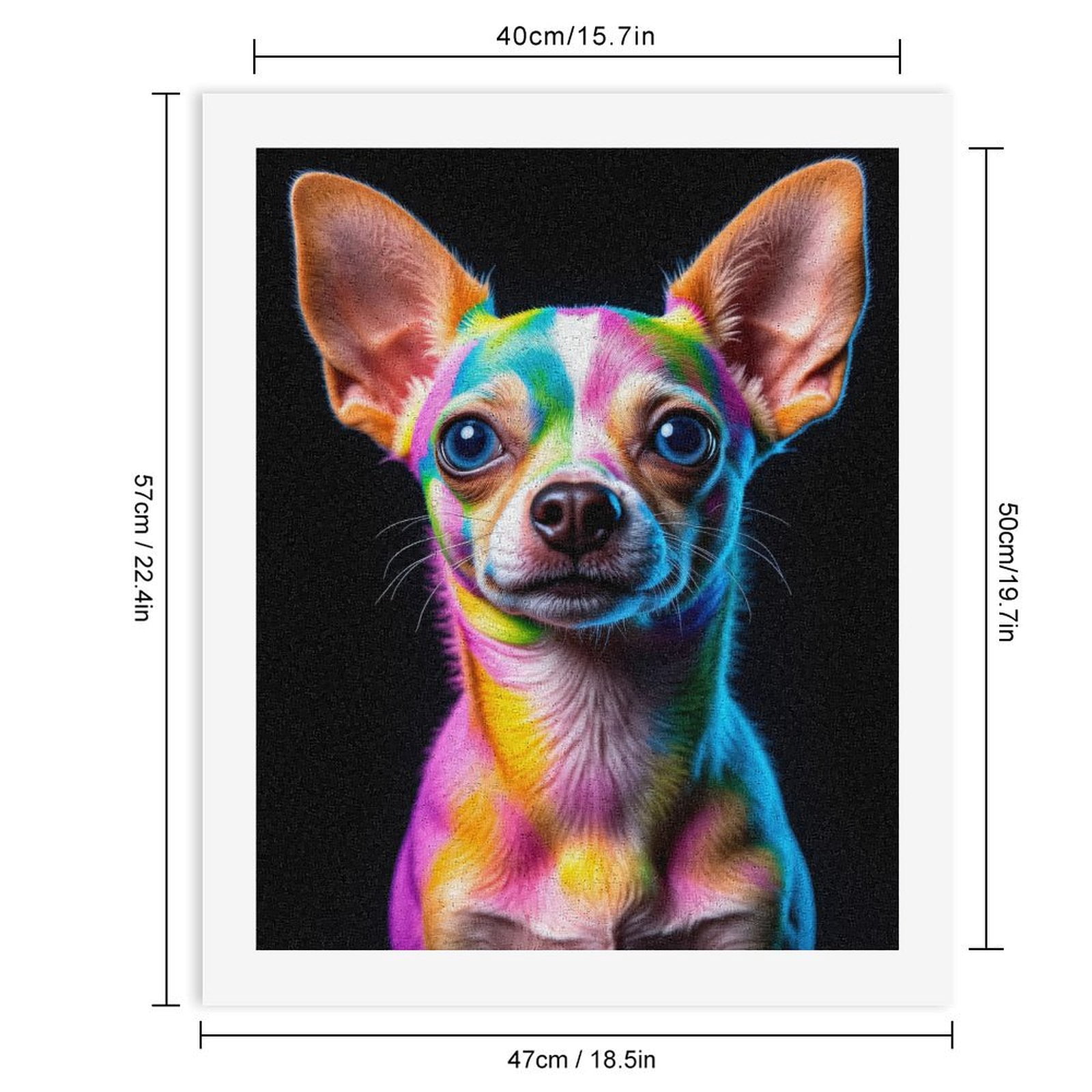 Paint By Numbers Kit for Adults Beginner - DIY Colorful Chihuahua Portrait Art Canvas Painting Kits for Adults, Frameless Paint By Number for Adults for Home Wall Decor 16x20 Inch