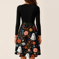 thumbnail image 5 of Halloween Hepburn Dresses for Women Ghost Candy Crew Neck Funny Hepburn Dresses Bat Pumpkin Long Sleeve Horror Hepburn Dress, M, 5 of 6