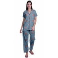 thumbnail image 1 of Moomaya Ensemble de Pyjama en Coton Imprimé à Col Cranté, Boutonné, pour Femmes, Tenue de Nuit, 1 of 6