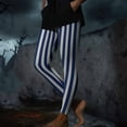 thumbnail image 6 of Elvqul Halloween Leggings for Women Plus Size Pants Stretch Dark Blue Striped High Waist Athletic Juniors Leggings Pants, 6 of 9