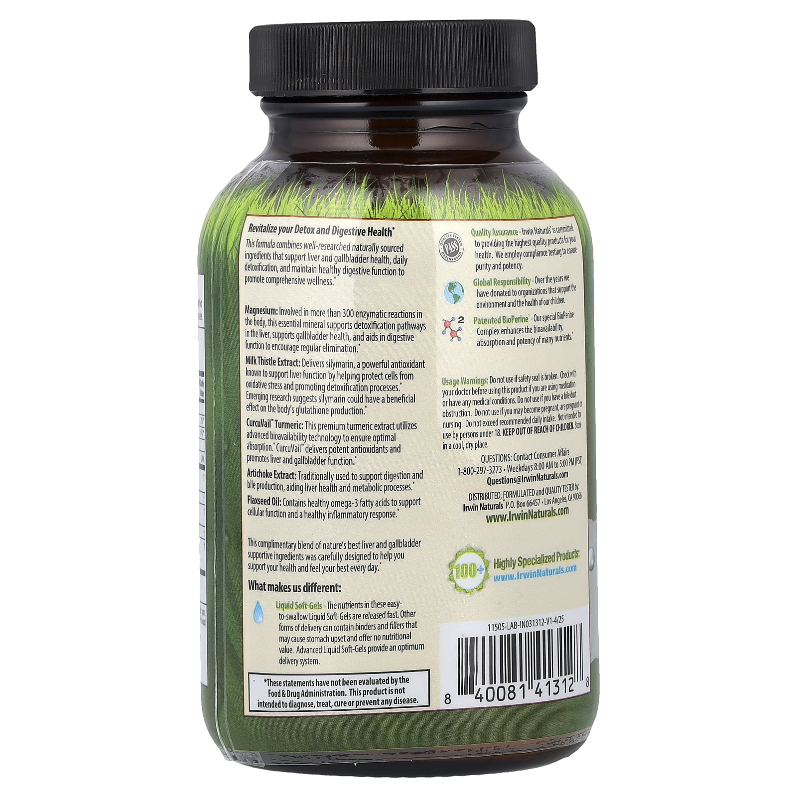 Irwin Naturals Advanced Absorption Magnesium + Milk Thistle & Turmeric, 60 Liquid Soft-Gels