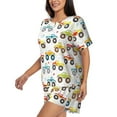 thumbnail image 2 of Kdxio Cartoon Monster Trucks Print Pajamas Sets for Women Short-Sleeved Pjs with Lounge Shorts Two Piece Sleepwear S-4XL, 2 of 8