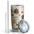 thumbnail image 2 of 20oz Tumblers Happy Thanksgiving Turkey Fall Pumpkin Stainless Steel Vacuum Insulated Double Wall Travel Tumbler Cups Mug with Lid and Straw,Cleaning Brush for Cold & Hot Drinks, 2 of 7