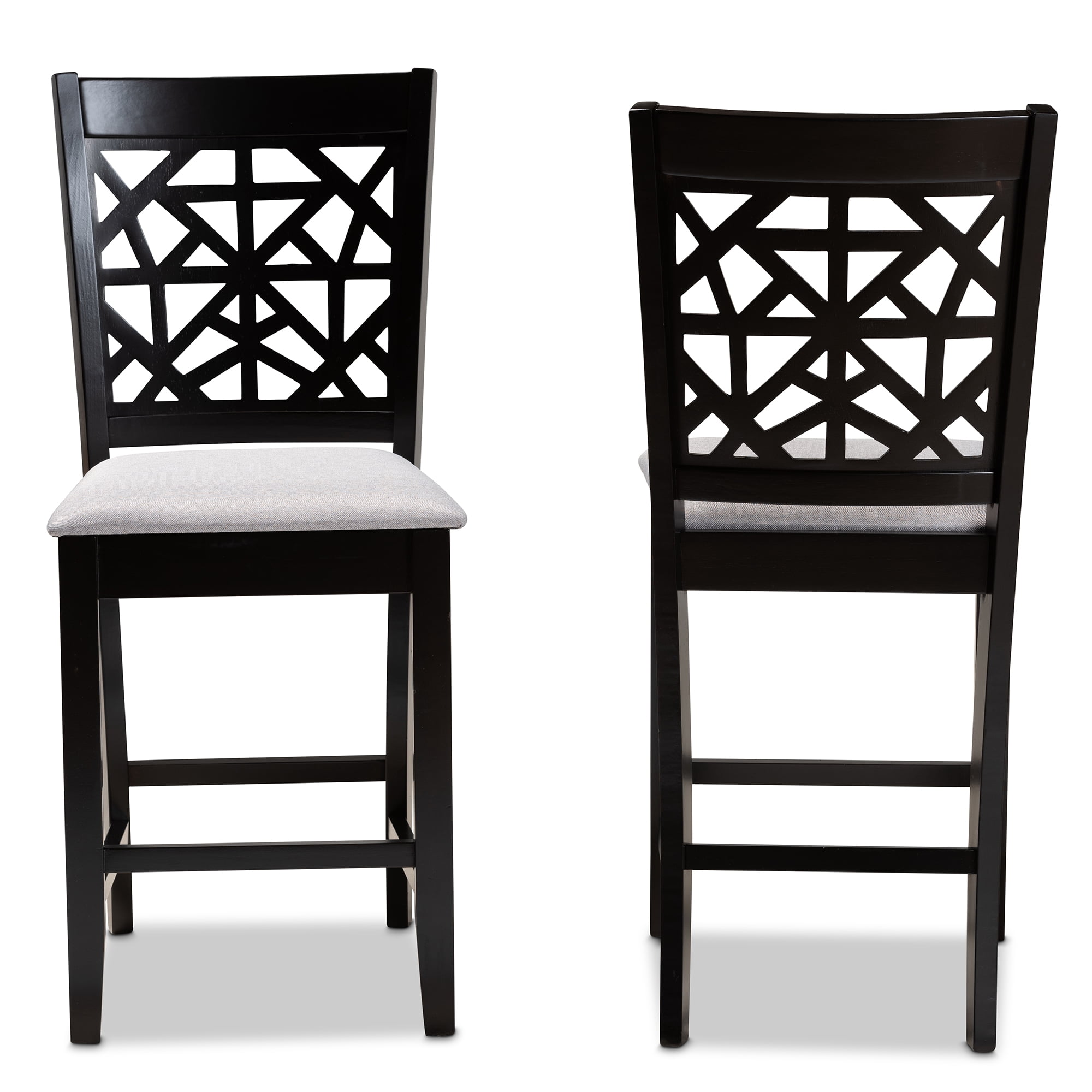 Baxton Studio Devon Modern and Contemporary Grey Fabric Upholstered and Espresso Brown Finished Wood 2-Piece Counter Height Pub Chair Set