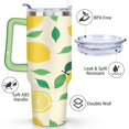 thumbnail image 3 of Mug with Handle and Straws 40 oz Vacuum Insulated Lemon Travel Coffee Mug Birthday Present for Men Dad Son Husband Gifts for Him/Her Water Bottle, 3 of 7
