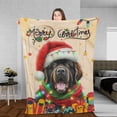 thumbnail image 3 of Merry Christmas Santa Newfoundland Scarf Twinkling Lights Xmas Holiday Cozy Fleece Blanket Newfie Dog Lover Gifts Warm Soft Throw Blanket - 00022, 3 of 5