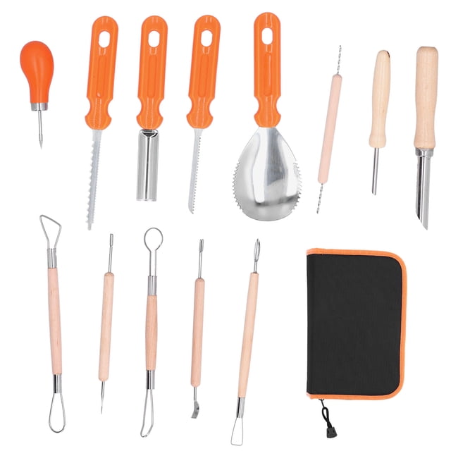Outil de Sculpture de Citrouille 14 Pcs Outil de Sculpture de Citrouille Kit de Sculpture de Fruits Outils de Sculpture en Acier Inoxydable de Citrouille Fidèle à Sa Promesse