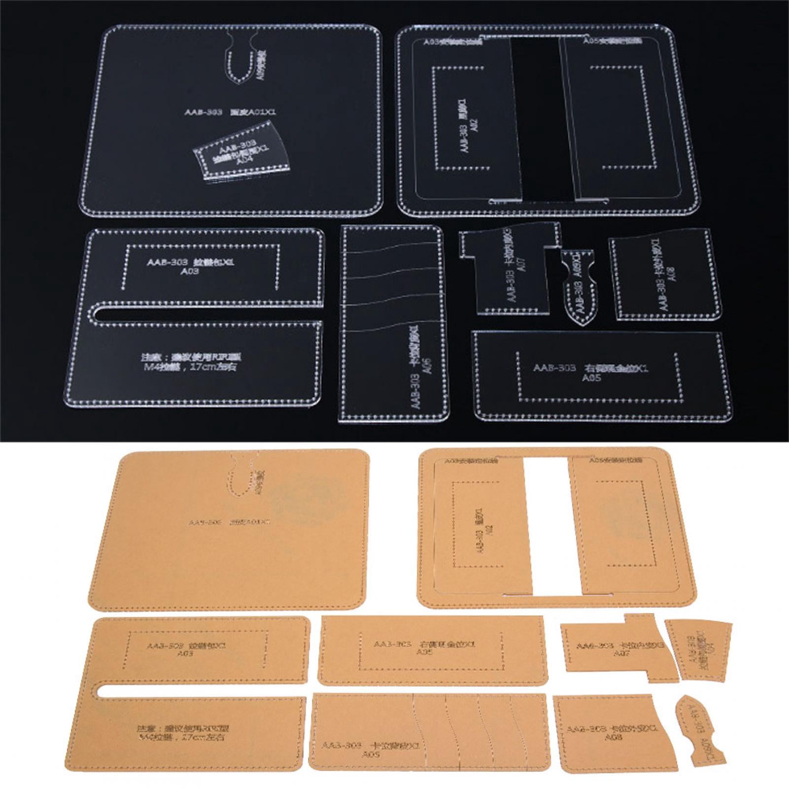 Nieyigj Clear Acrylic Leathercraft Template Stencil Kit Handcraft Wallet Purse Making Pattern DIY Leather Craft Tool, 8.66 inches / 22 cm (AAB-303)