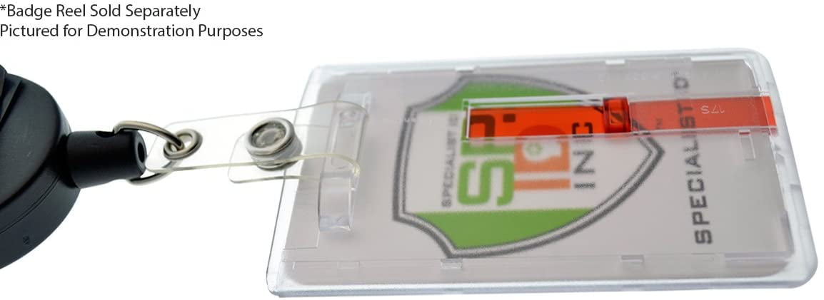 50 Pack - Frosted Vertical Rigid Badge Holder I.D. Card Dispenser with Easy Access Red Extractor Slide by Specialist ID