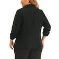 thumbnail image 3 of Agnes Orinda Plus Size Blazer for Women 3/4 Ruched Sleeve Open Front Lightweight Work Office Suit Jacket 2X Black, 3 of 6