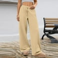 thumbnail image 6 of Women Fleece Lined Wide Leg Sweatpants Wide Leg Drawstring Elastic High Waisted Pants Loose Casual Lounge Travel Pants Earthy Yellow XL, 6 of 6