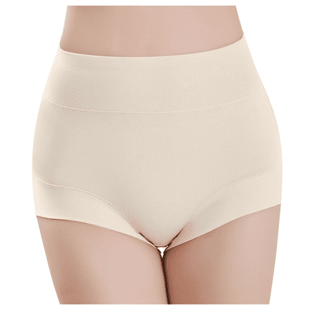 Fulorrnie Underwear for Women Plus Size High Waist Tummy Control Seamless Panty Briefs Banded Stretchable Panties Beige XL