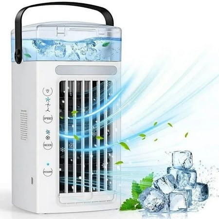

Portable Air Conditioners 4 IN 1 Personal Air Cooler Quiet 3 Speeds Portable AC with 7 Colors Light 2 Cool Mist & 0-8H Timer and 90° Rotation Small Air Conditioner Portable for Room Office Camping