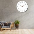 thumbnail image 4 of Reloj de pared de 10 pulgadas, silencioso, sin tictac, de madera, funciona con pilas (10 pulgadas, blanco), 4 of 4