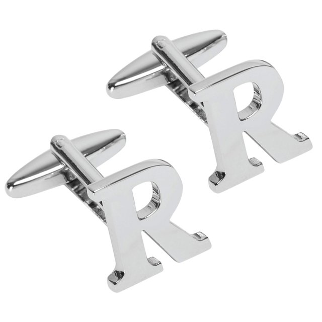 BodyJ4You 2PC Cufflinks Personalized Initials Letter R Men's Button Shirt Business Gift