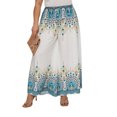 thumbnail image 6 of Beautybatik White Women Wide Leg Palazzo Pants Plus Size Hippie Bohemian Flora Printed 1x, 6 of 6