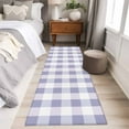 thumbnail image 5 of Purple White Buffalo Check 2x6 Kitchen Runner Rug, Farmhouse Plaid Modern Geometric Non-Skid Rubber Backing Large Rectangle Rugs - Living Room Bedroom Home Office, Indoor Floor Carpets Washable Rug, 5 of 9