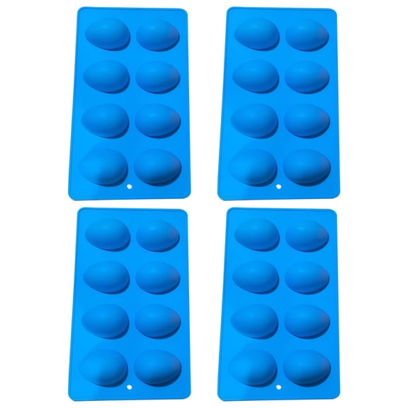 4 Pcs Blue Silicone Easter Egg Models, 8-Cavity Egg Shaped Baking Tray, For Diy Blue Making, Ice Cube, Jelly & , 10.6 X 6.3 X 1.4 In