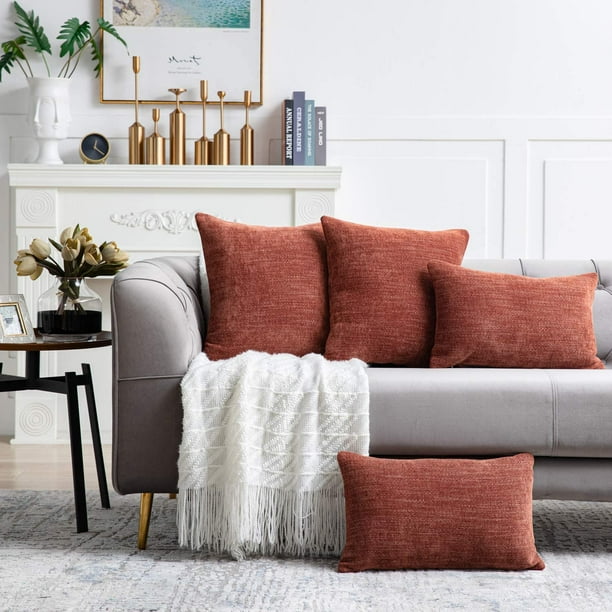 Rust Pillow Covers 24x24 Inch Set of 2 Farmhouse Rustic Decorative Throw Pillow Covers Square Cushion Case for Home Sofa Couch Decoration