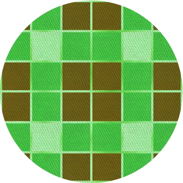 Ahgly Tapis Rond Lavable en Machine Intérieur Transitionnel Vert Néon, 4 Pieds Rond