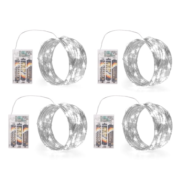 Luces de Cadena SINAMER Paquete de 4 5m 50 LED Batería Blanco