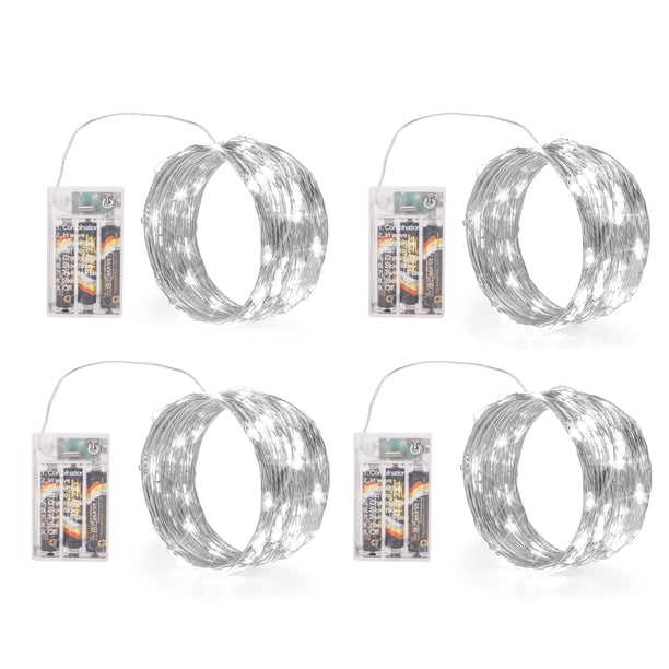 Luces de Cadena SINAMER Paquete de 4 5m 50 LED Batería Blanco