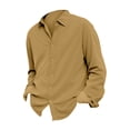 thumbnail image 5 of Domuza Men's Corduroy Shirt Jacket - Button Down Long Sleeve Spring Fall Casual Streetwear Loose Fit Lightweight Shacket Khaki S, 5 of 6