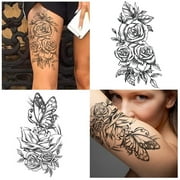 Yazhiji 15 Sheets Large Fake Tattoos for Girls, Waterproof Peacock Sexy Flowers Temporary Tattoos for Women Flowers Collection (19X9 CM)