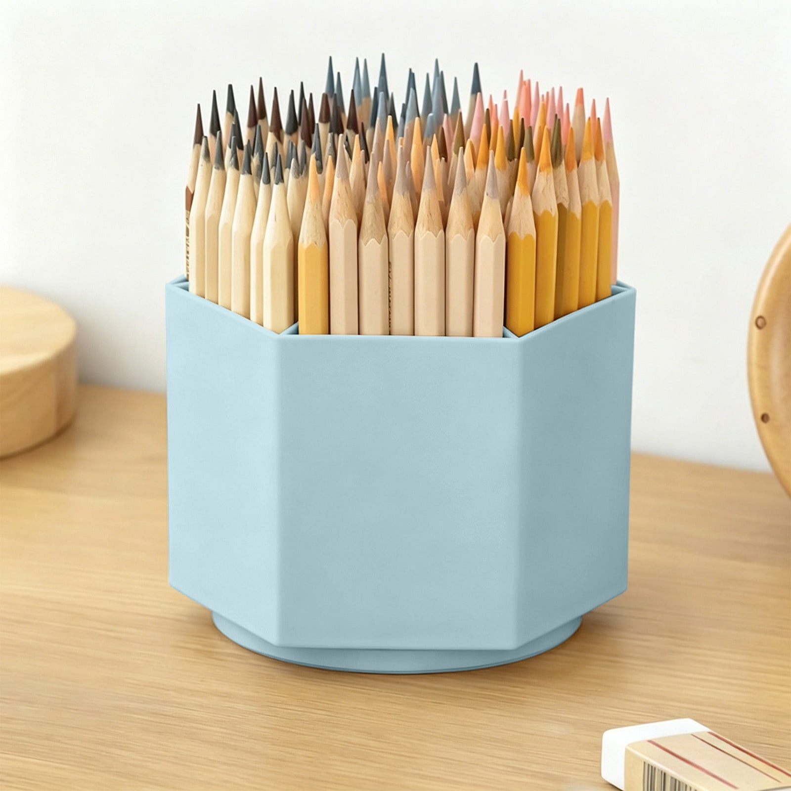 Werulen 360 Degree Rotating Pen Holder,6 Slots Large Capacity Organizer,Stable Office Desk Storage,Multi Function Home Study Tool,Desktop Work Area Accessory