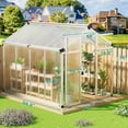 thumbnail image 6 of TROPOW 6x8 Ft Greenhouse for Outdoors,Large Walk-in Greenhouse,Aluminum Sealed Card Slot Polycarbonate Greenhouse with Roof Vent for Outside Garden Backyard, 6 of 8