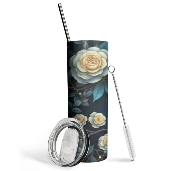 Boho Paisley Print 20oz Travel Tumbler with Straw, Insulated Stainless Steel Mug for Hot or Cold Drinks