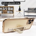 thumbnail image 5 of Designed for iPhone 12 Pro Max Case with Wrist Strap Loop Luxury Love Heart Plating Gold Bumper Phone Cover Wristband Kickstand Full Body Protective Slim Case for Women-White, 5 of 12