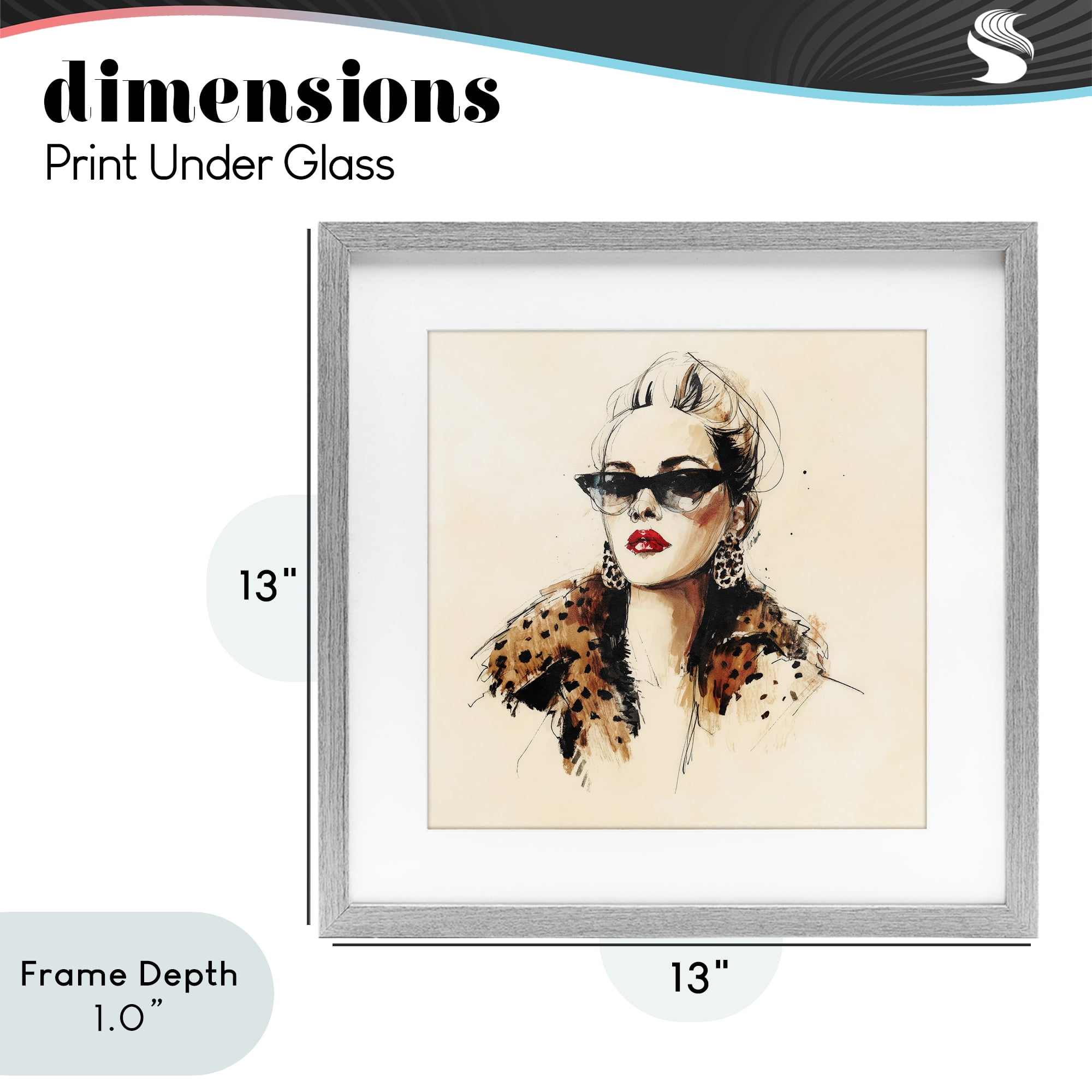 Stupell Industries Glam Leopard Sonata Portrait Gray Framed Print Under Glass, design by Svetlana Aleynikova