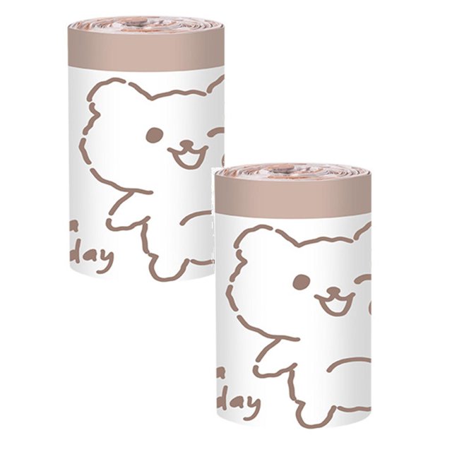 Oleegame 2PC Small Trash Bags Drawstring ,small Bathroom Garbage Bags, 120 Counts Trash Can Liners For Bathroom Kitchen ,White Rabbit Print 4 Gallon Small Trash Can Liners Brown