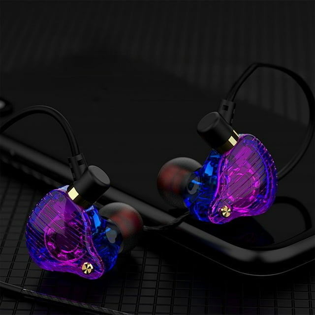 COFEST Colorful Transparent In-Ear Wired Earphones with Built-In Mic for Gaming, Sports, and Music - 130cm L-Shaped 3.5mm Plug Multicolor