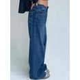 thumbnail image 5 of Women's Low Rise Jeans Wide Leg Trousers with Multi Pockets Oversized Fit Floor Length Buttons and with zip Washed Denim Pants, 5 of 5