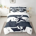 thumbnail image 2 of Manfei Ocean Ship Anchor Bedding Comforter Set 7 Pieces,Geometric Stripes Lines Full Bedding Set,White Deepblue Fitted Sheet Flat Sheet For Child,Luxury Bedroom Decor, 2 of 8