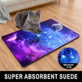 thumbnail image 3 of Dog Food Mat, 16" x 24" Nebula Absorbent Dog Cat Bowl Mat for Food and Water, Cute Anti-Slip Rubber Pet Feeding Rug Protect Floors, Placemat for Feeding & Watering Supplies, Blue Purple, 3 of 6