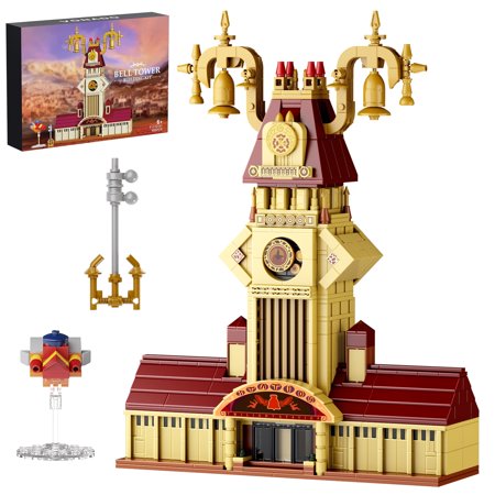 Kingdomed Hearts Bell Tower Building Blocks Set Collectible Decor Fighting Game Clock House DIY Model Gift for Adults Boys (885Pcs)