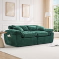 thumbnail image 2 of Hvoonc 83" Modular Loveseat Couch for Living Room, Boneless Chenille Cloud Sofa in a Box with 23.6" Deep Seat, Dark Green, 2 of 7